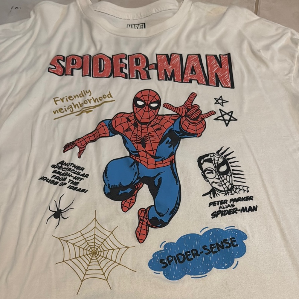 Marvel Spider-Man White Tee with Red and Blue Design